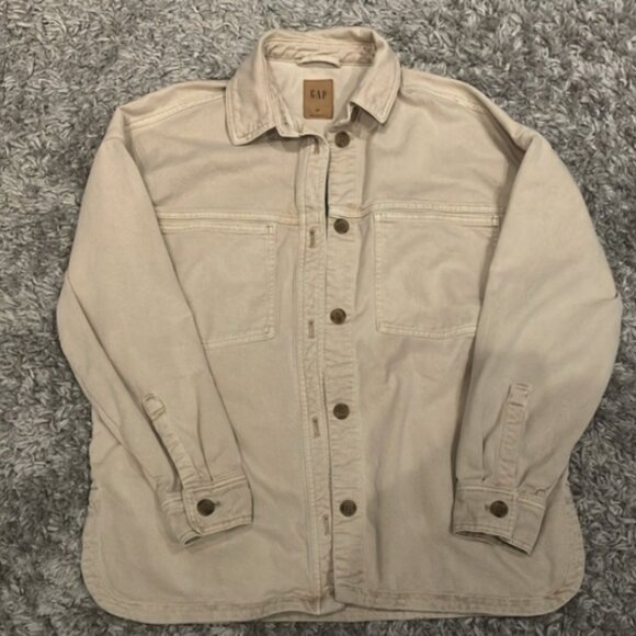 GAP Oversized Khaki Shirt Jacket – Size Medium Tall MT - Picture 4 of 6